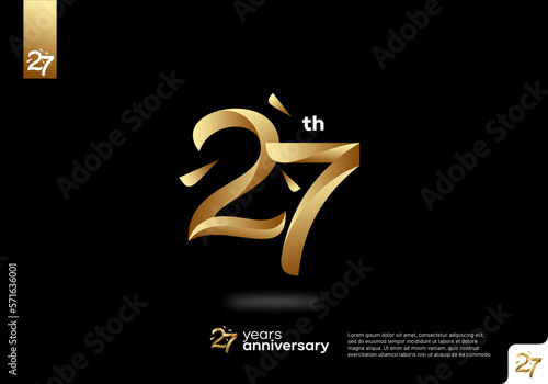 Number 27 gold logo icon design, 27th birthday logo number, 27th anniversary. photo