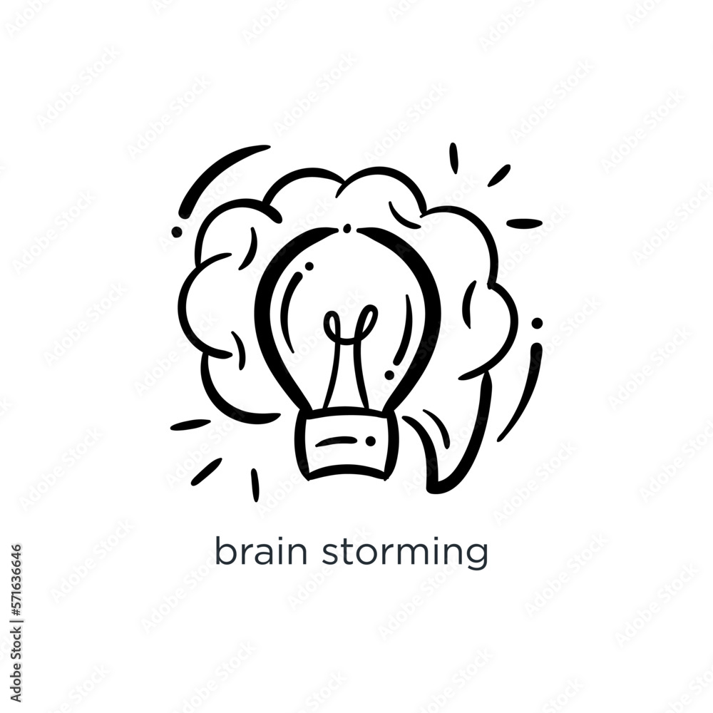Brain storming brain light bulb idea icon doodle hand drawn concept vector illustration Brain storming brain light bulb idea icon doodle hand drawn concept vector illustration