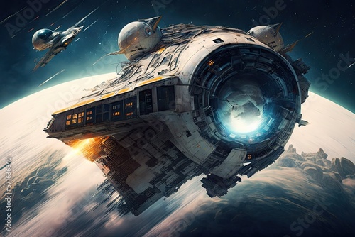 viewing a spaceship in motion. Generative AI