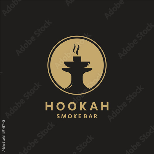 Hookah Shisha Silhouette Logo Template for Bar, Cafe and Club.