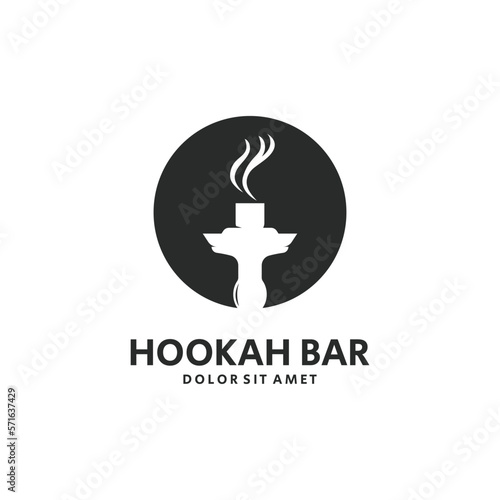 Hookah Shisha Silhouette Logo Template for Bar, Cafe and Club.