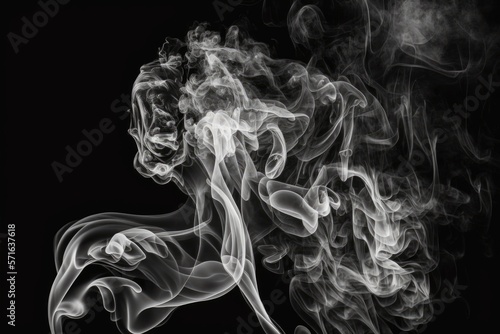 Backgrounds of vaporous smoke black wallpaper with a white smoke overlay effect. Generative AI
