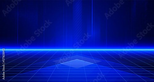 Digital technology internet network connection blue background, cyber information, abstract speed connect communication, innovation future meta tech, metaverse retro neon, Ai big data, illustration 3d