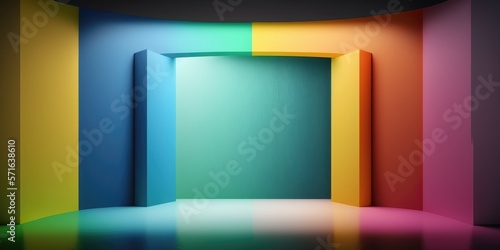 Colorful empty room interior design. Background for product presentation.Abstract studio backdrop. 
