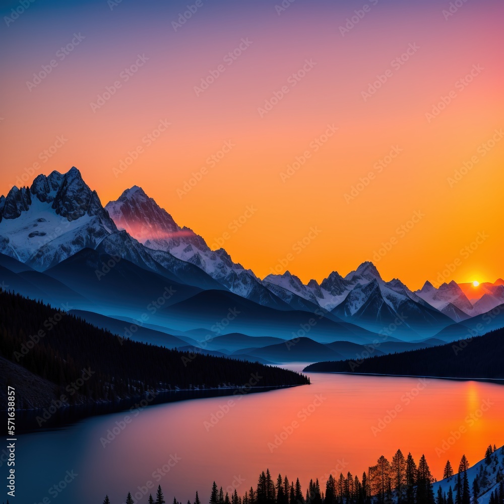 Obraz premium sunrise in mountains made with Generative AI