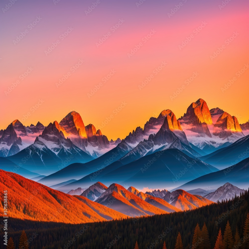 sunset in the mountains made with Generative AI