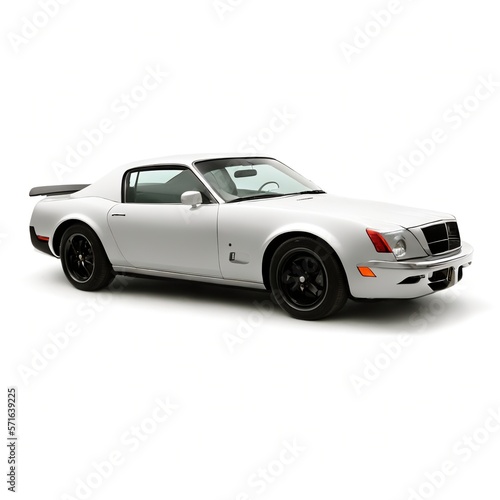 Luxurious Sports Car on White Background Created with Generative AI and Other Techniques