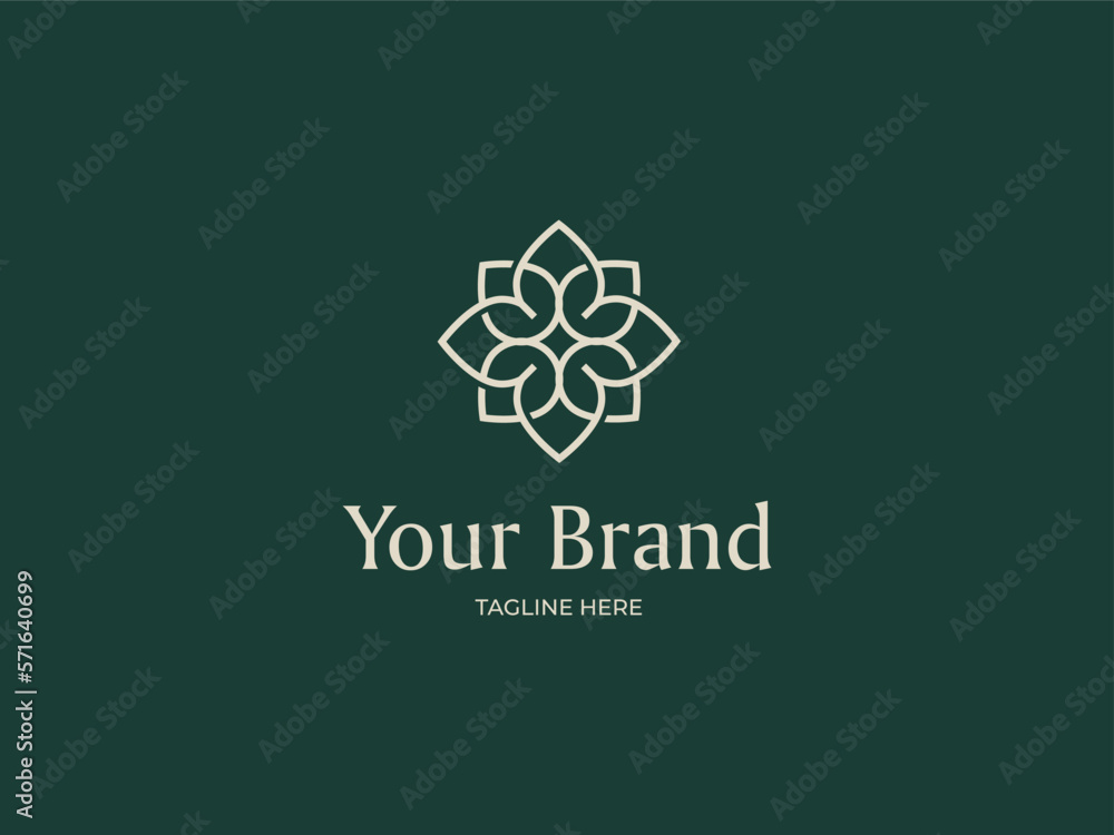 Fototapeta premium Simple elegant flower logo design. Universal creative premium symbol. Graceful jewel vector sign