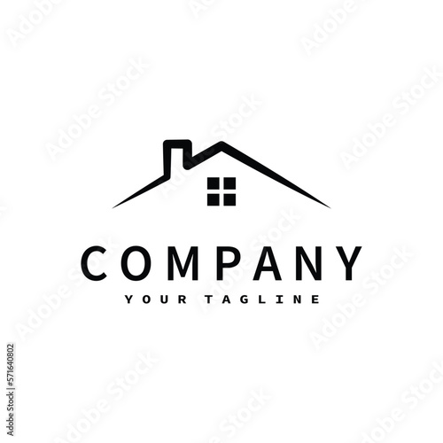 Real Estate logo, Builder logo, roof construction logo design template vector illustration