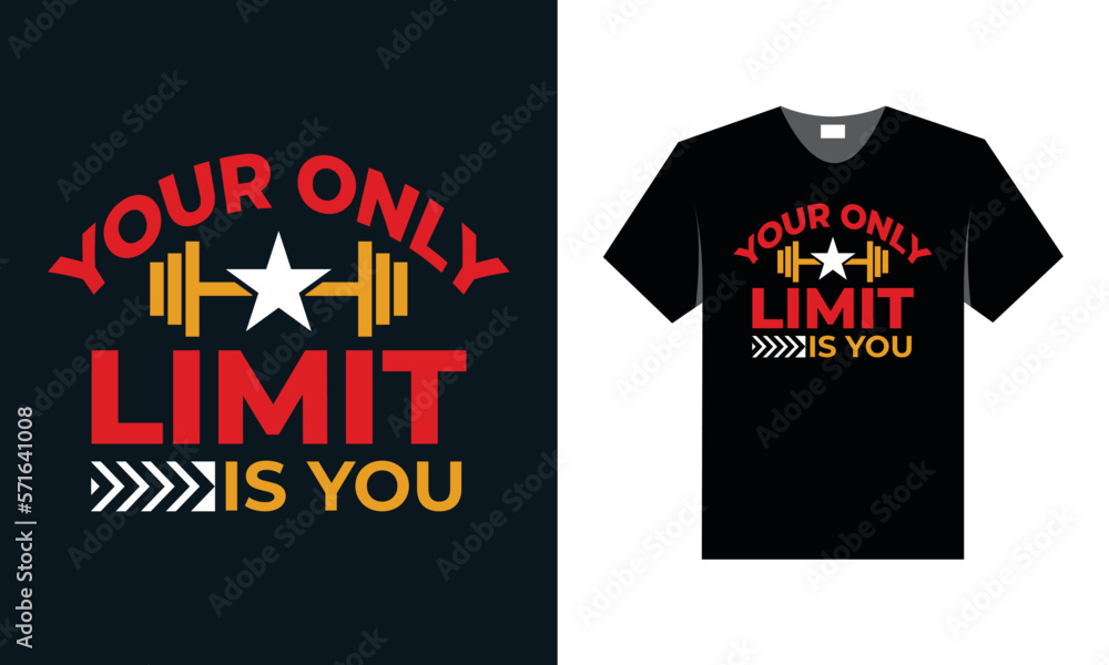 Fototapeta premium best typography t shirt design for gym and fitness inspiration.