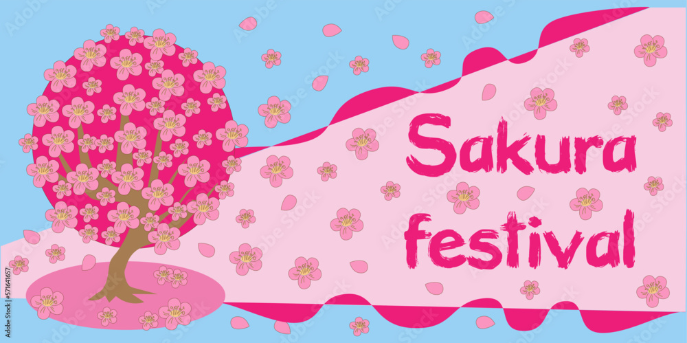 vector illustration banner sakura festival
