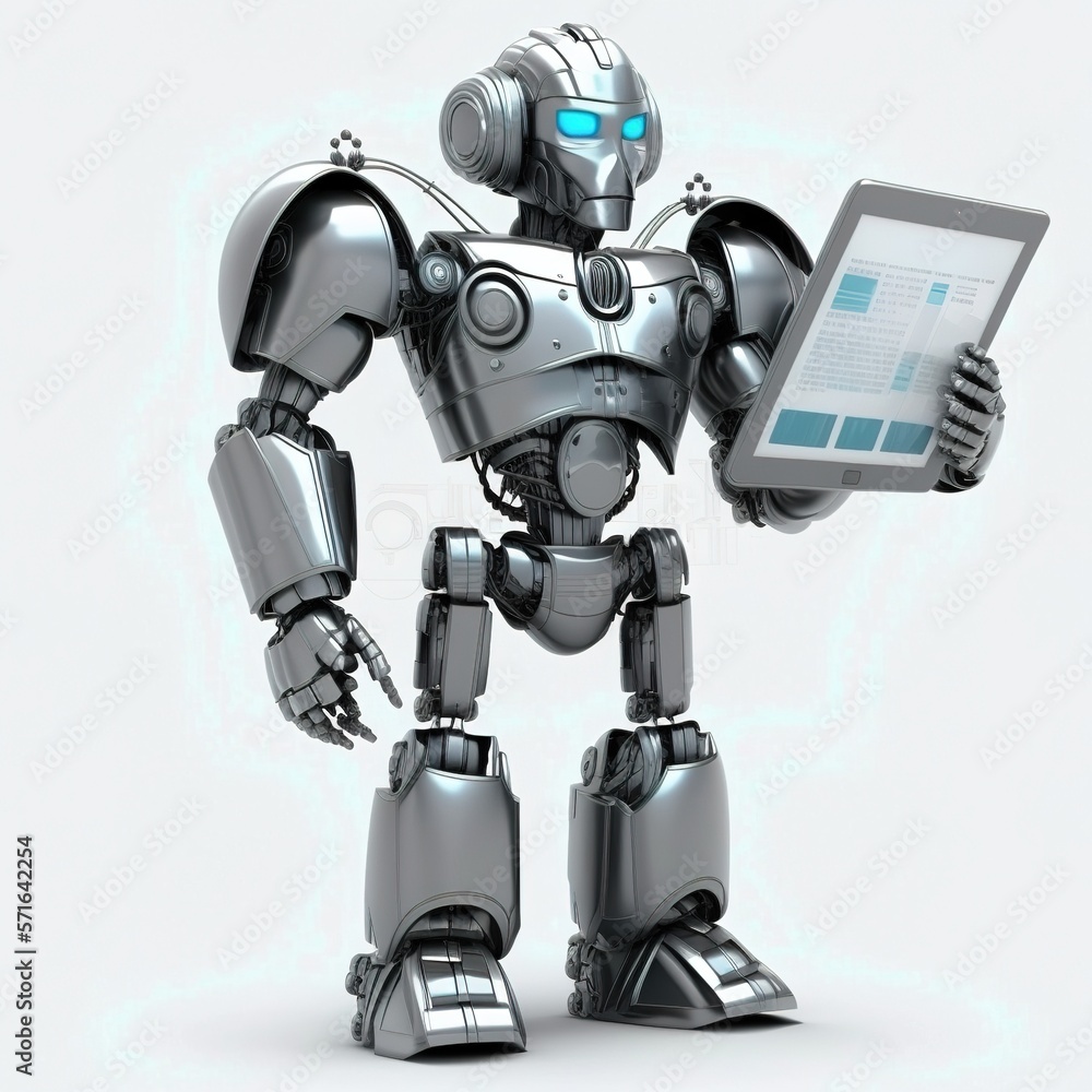 AI Learning and Artificial Intelligence. Futuristic robot working with laptop for coding or developing business and technology internet, generative ai AI Learning and Artificial Intelligence. Futuristic robot working with laptop for coding or developing business and technology internet, generative ai