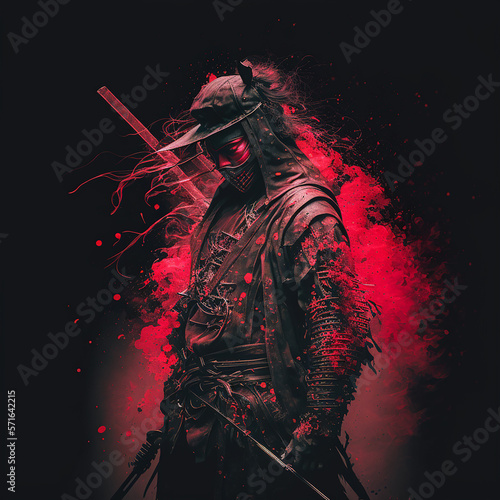 red samurai with a sword