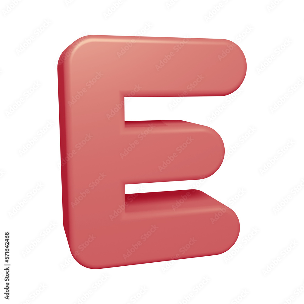 Pink alphabet letter e in 3d render Pink alphabet letter e in 3d render
