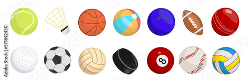 Set of sport balls isolated on white background. Vector illustration. 