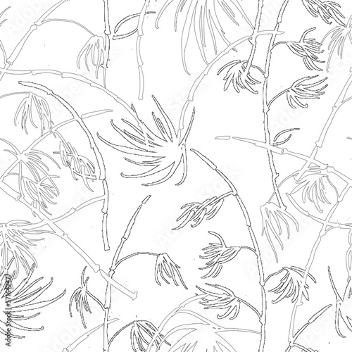 Bamboo watercolor stems and leaves seamless pattern. painting of bamboo forest on textured paper. Decorative watercolor bamboo. silhouette branches, tropics.Trendy art background with tropical pattern