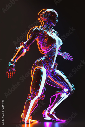 Generative ai illustration sci-fi futuristic humanoid robot. © Eugenio Marongiu