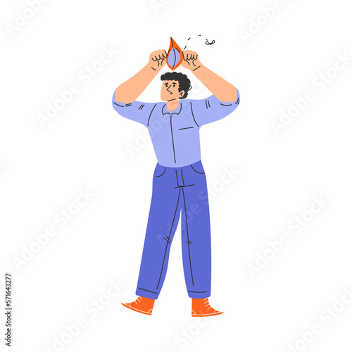 Poor Man Character with Empty Wallet Having No Money Vector Illustration