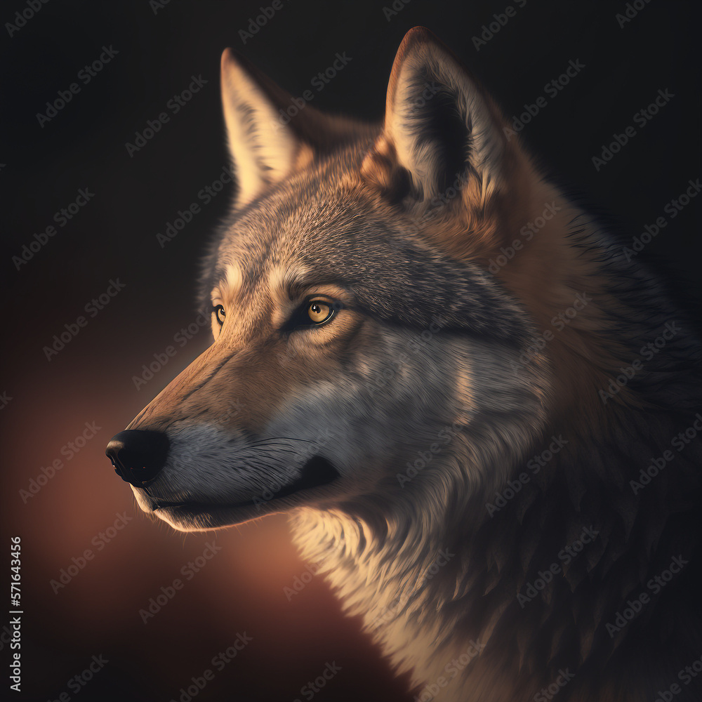 Fototapeta premium Generative ai portrait of wild wolf