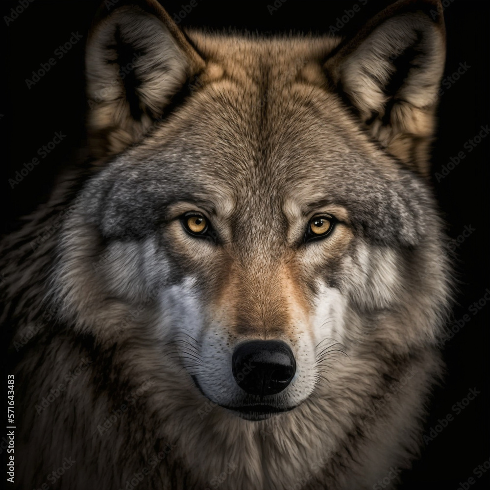 Generative ai portrait of wild wolf