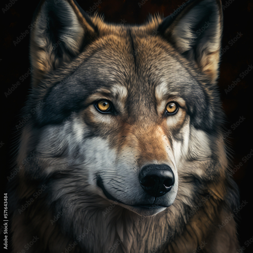 Generative ai portrait of wild wolf