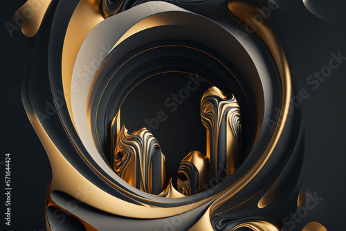 Abstract black and gold background. Luxury wallpaper. AI 