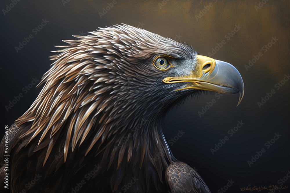 Fototapeta premium portrait of a white-tailed eagle. Generative AI