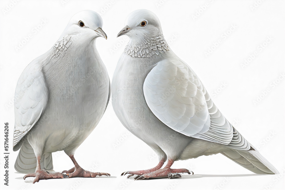 Obraz premium two white doves on a white background pigeon peace white 