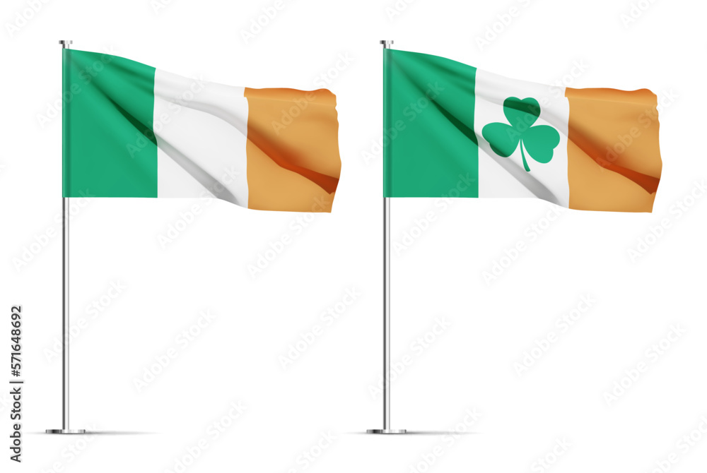 Irish Flag with clover. Concept - Saint Patrick's Day holiday. EPS10 vector