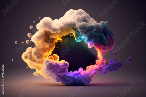 3d render of abstract art of surreal ball or sphere in curve wavy organic biological lines forms in glossy plastic and matte parts in purple and orange gradient color on white background, ai