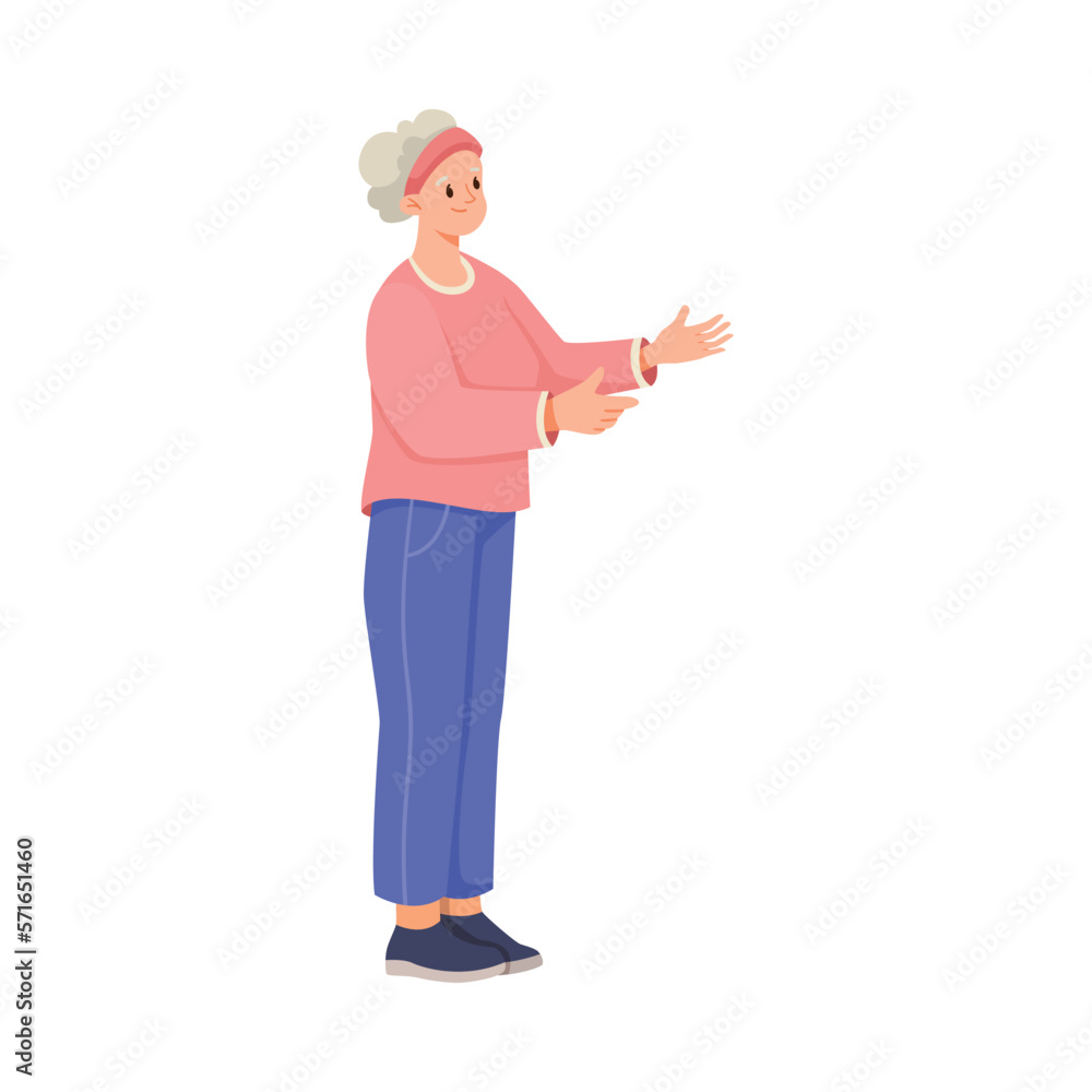 Happy Aged Gray-haired Woman on Retirement Standing Vector Illustration Happy Aged Gray-haired Woman on Retirement Standing Vector Illustration