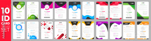 set of 10 Mega collection corporate business id card design template. business id card. id card bundle. Company employee id card set template.