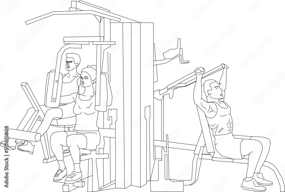 Sketch vector illustration of people going to the gym Sketch vector illustration of people going to the gym