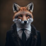 Portrait of a Fox dressed in a formal business suit. Generative AI.