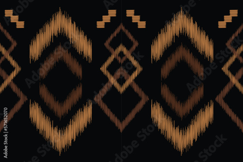 Ethnic Ikat fabric pattern geometric style.African Ikat embroidery Ethnic oriental pattern brown black background. Abstract,vector,illustration. For texture,clothing,wrapping,decoration,carpet.