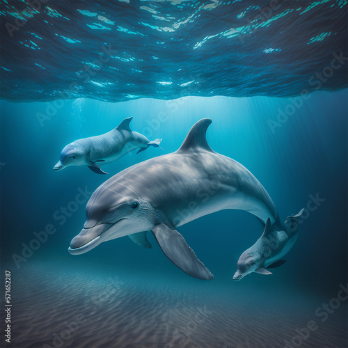 Delfin Familie im Meer  erstellt durch KI-Tool 
