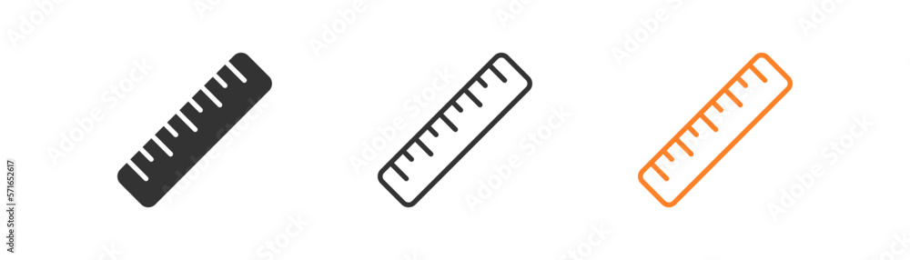 Ruler icon on light background. Meaurement symbol. Geometry, math, school supplies, centimeter, inch. Outline, flat and colored style. Flat design. Vector illustration. Ruler icon on light background. Meaurement symbol. Geometry, math, school supplies, centimeter, inch. Outline, flat and colored style. Flat design. Vector illustration.