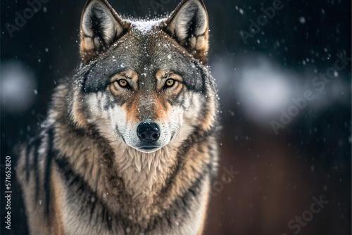 Winter wolf looking into the camera in the snow more detailed © StellarPix Studios