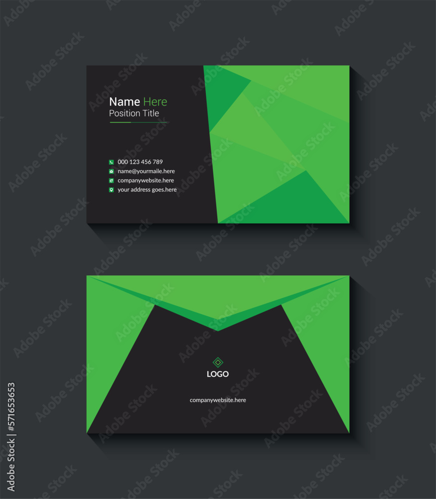 green and black business card design template Stock Vector Adobe Stock