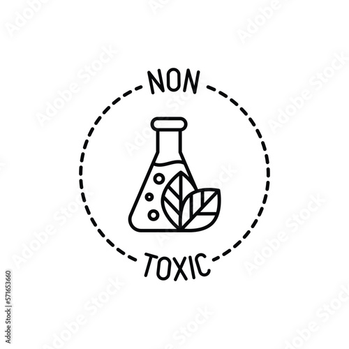 Non toxic symbol. Thin line icon for organic product. Modern vector illustration.