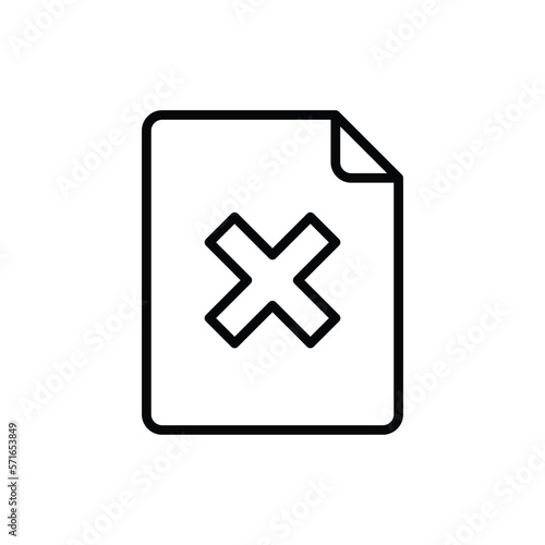 Document rejected: sheet with cross mark. Thin line icon. Modern vector illustration.