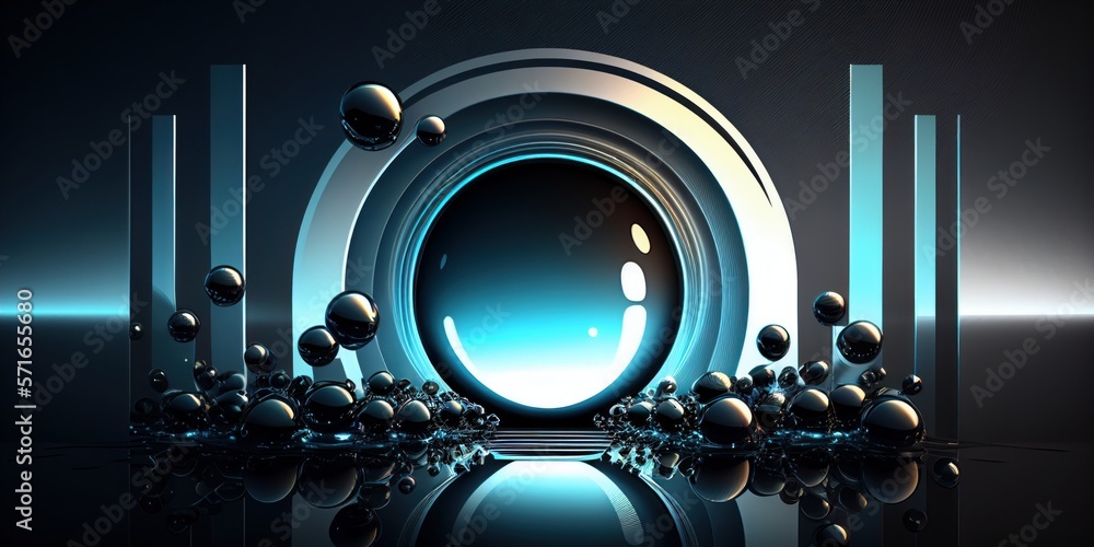 Abstract Futuristic Background - Technology Science Business Wallpaper - Modern Digital Lens Scan Network Concept Design - Generative AI Illustration