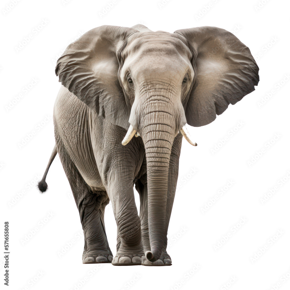 Obraz premium Elephant isolated on white, generative ai , PNG 