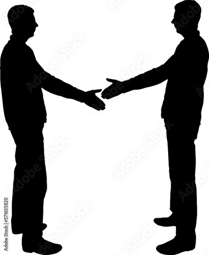 Silhouette two men intend to shake hands. Business concept of business relations