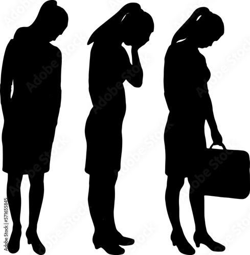 Lonely sad woman standing, she experiences depression, stress, sadness and dismissal