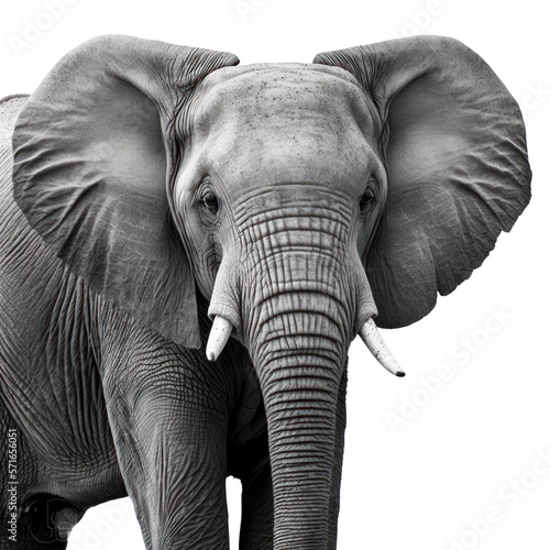 Elephant isolated on white   generative ai   PNG  