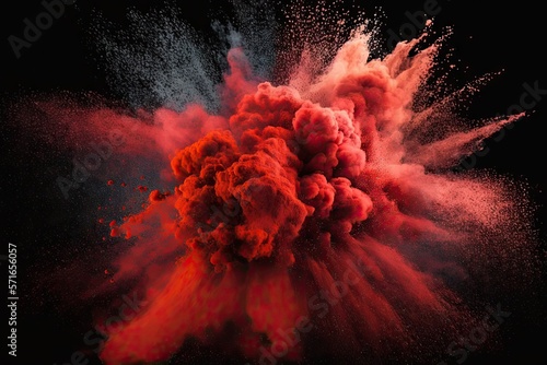 Stampa su tela Red powder explosion abstract against a dark background
