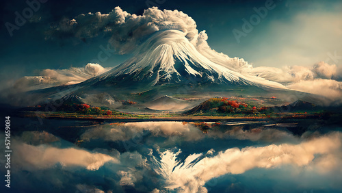 Mount Fuji Painting 8k photo