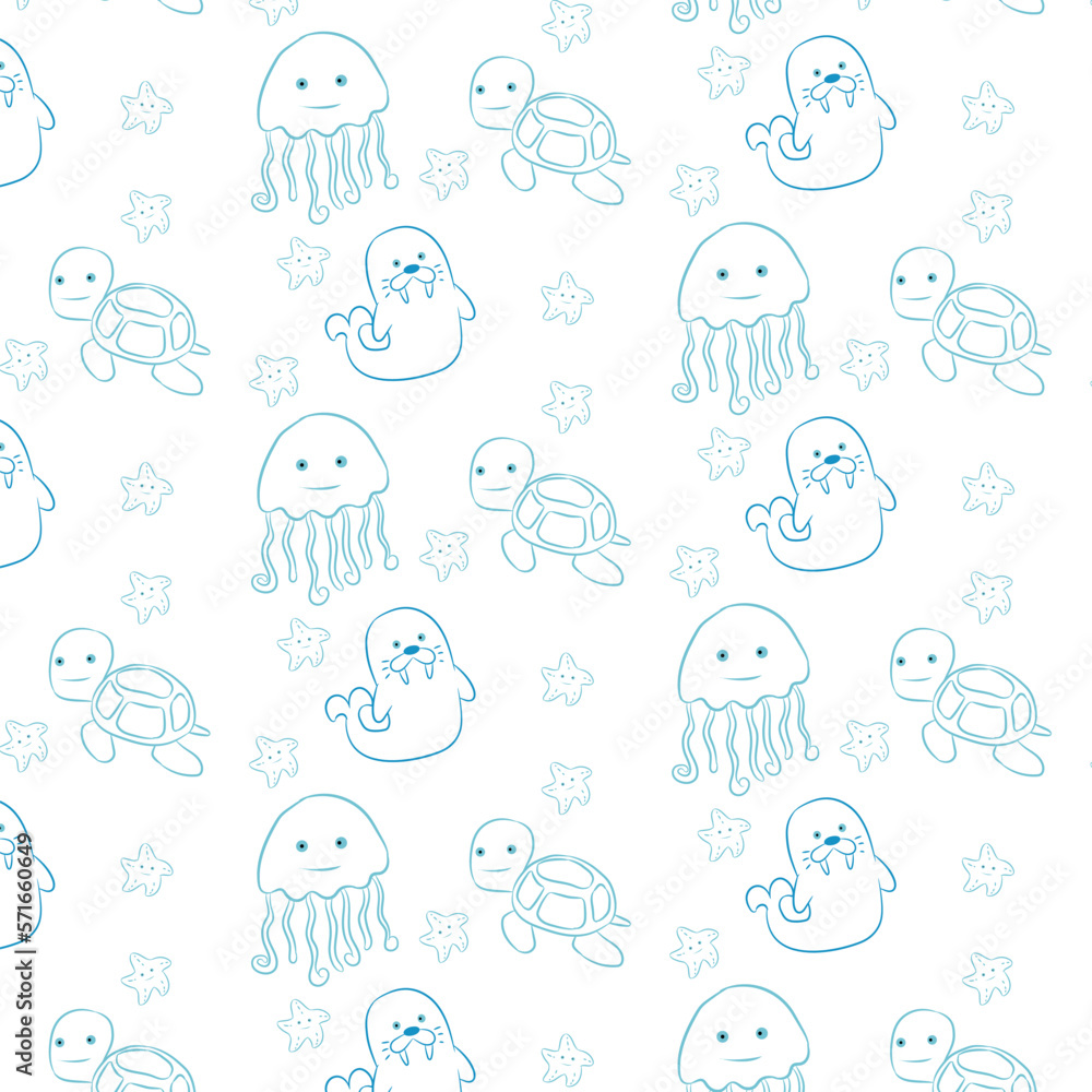 Background with sea and ocean animals. Background with sea and ocean animals.