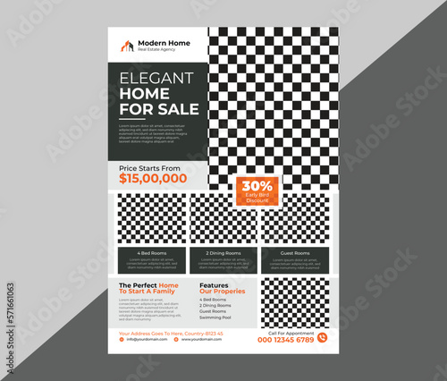 Real Estate Flyer Template Design, Modern Home Sale Real Estate Flyer Template